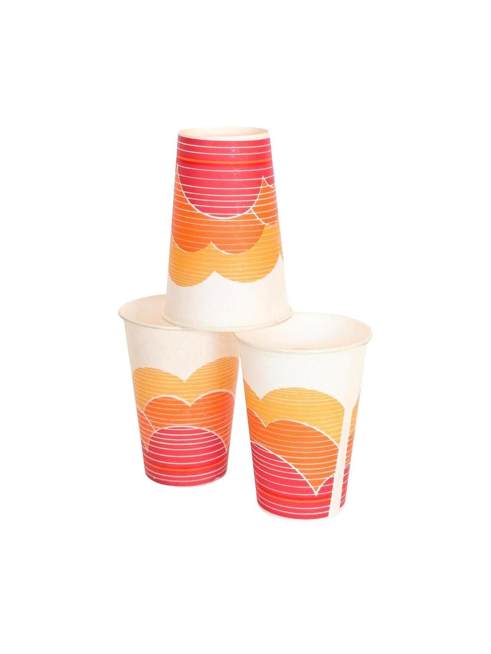 90s Vintage Dixie Style Paper Cups - Retro Ombre Sunset Design